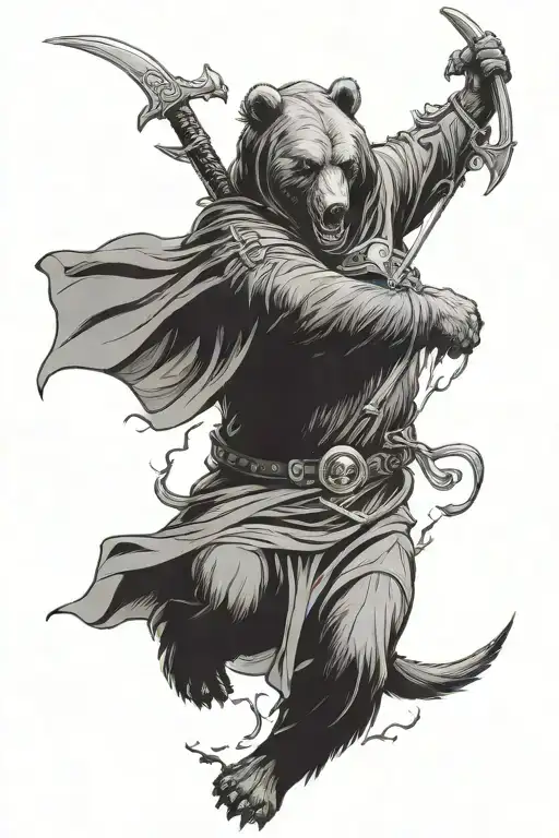 Bear Fighting Grim Reaper