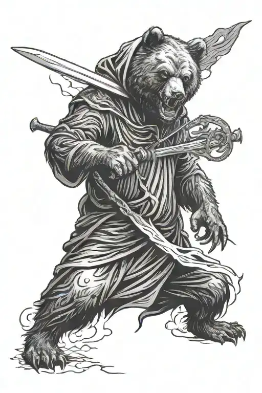 Bear Fighting Grim Reaper Full Body