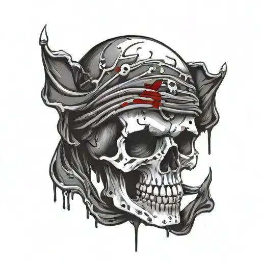 Skull Black Flag Draping Blood Dripping