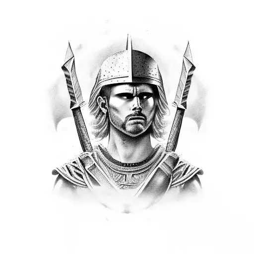 Ancient Warrior With A Motivational Quote In Latin