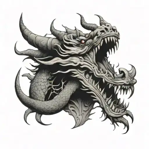 A Half-decayed Chinese Dragon That Eats Machinery