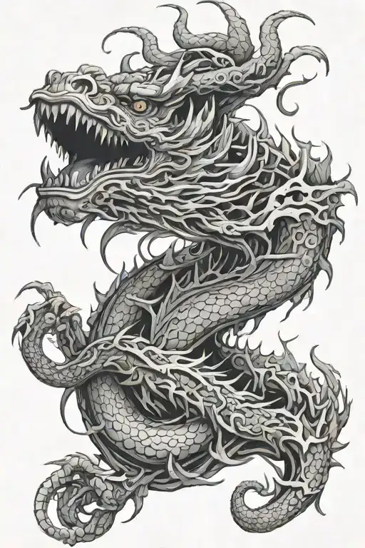 A Half-decayed Chinese Dragon That Eats Machinery