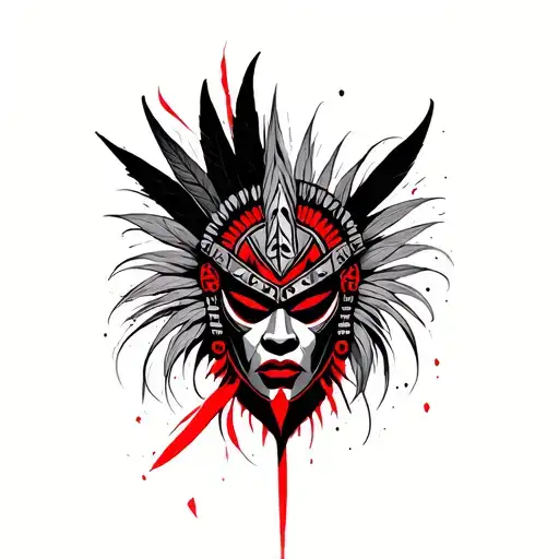African Warrior Mask Black And Red