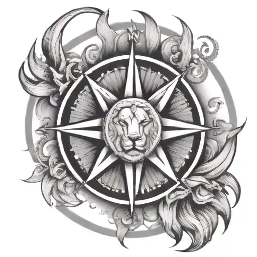 Lion Compass Rose