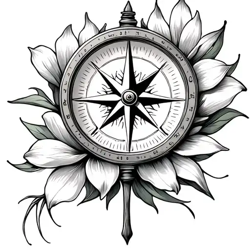 Compass With Gladiolus Flower