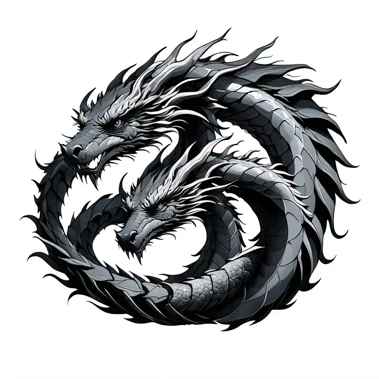 Double Helix Of Two Dragons Intertwined