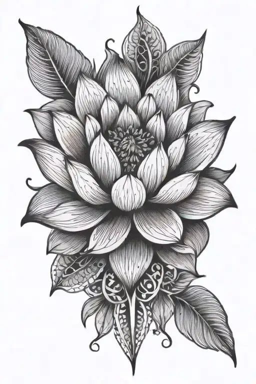 Unalome Symbol Lotus Flower