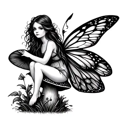 Fairy Sitting On A Mushroom