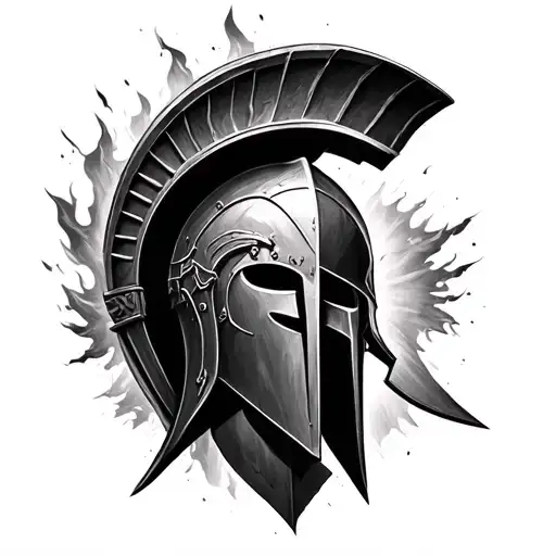 Spartan Helmet & Phenoix Rising From Ashes Half Sleeve Style