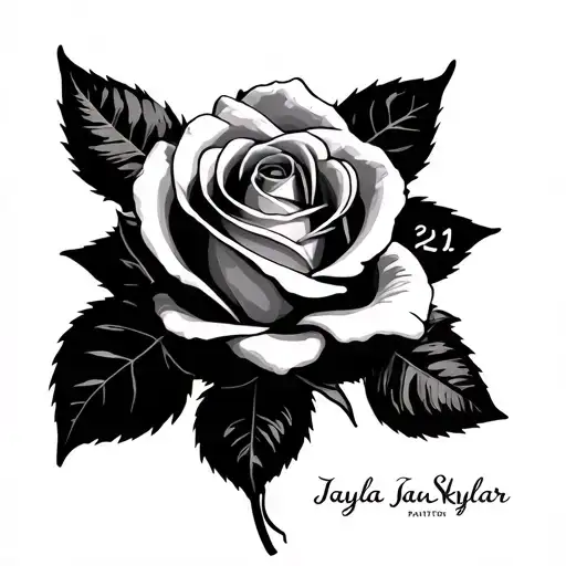 Rose With Number 21 And Names Jayla Jaden Skylar In It