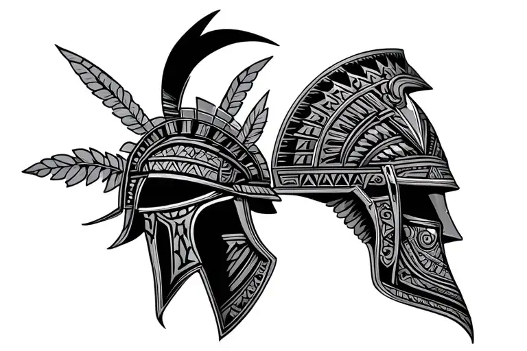 Trojan Helmet With Mayan Symbol Incorporated