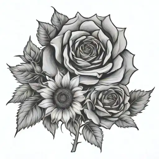 Rose And Sunflower