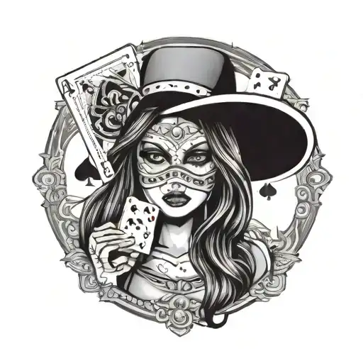 Chicano Armed Masked Girl With Deck Of Cards Background