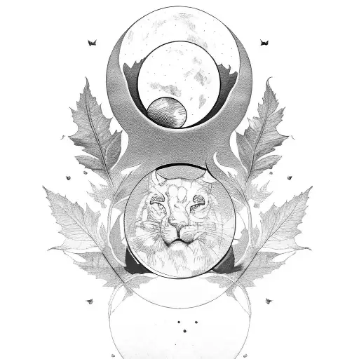 Scale With Sun And Moon And Leafs