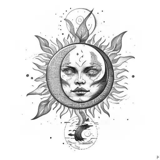 Scale With Sun And Moon And Leafs