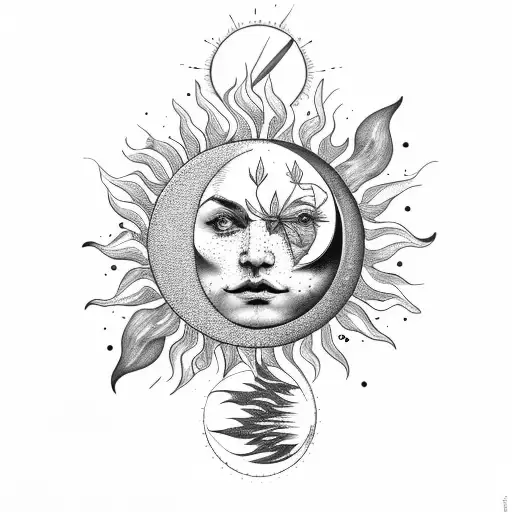Scale With Sun And Moon And Leafs