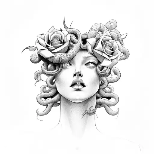 Medusa Profile With Roses