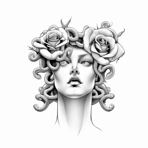 Medusa Profile With Roses