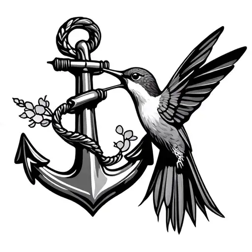 Anchor And Hummingbird Sitting Side By Side