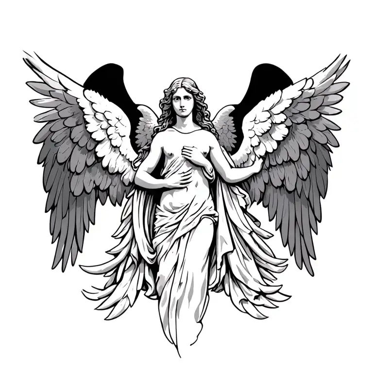 Lower Stomach Tattoo Design Biblical Angels