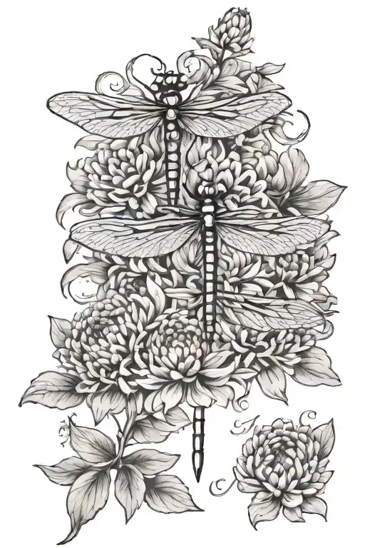 Dragonfly And Chrysanthemums Flower With The Name Jacob With Angel Wing