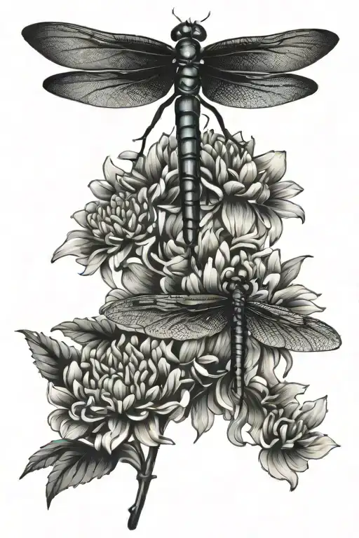 Dragonfly And Chrysanthemums Flower With The Name Jacob With Angel Wing