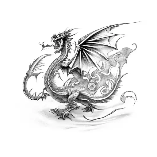 Books With Feather Pen And Ink And A Small Red Dragon