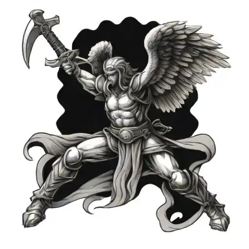 Fighting Angel Holding Sword