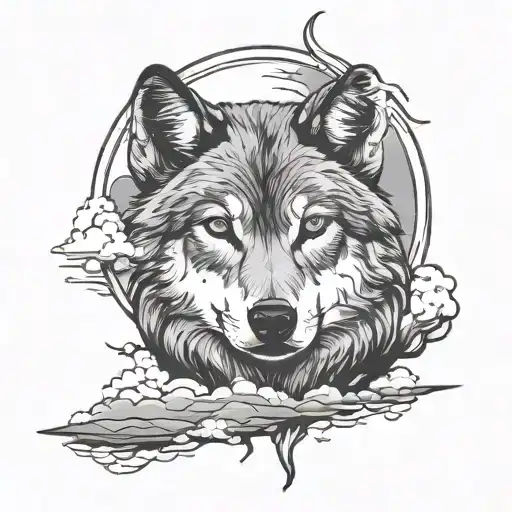 Wolf Luna Sunset Inside