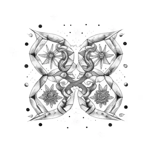 Constellation Scorpio And Gemini With Flowers Incorporated