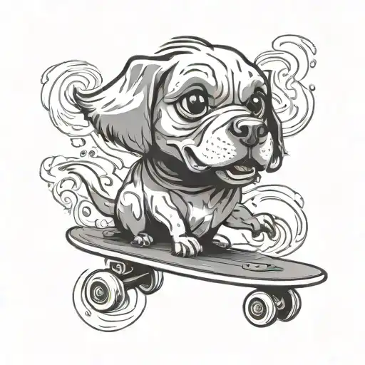 Ghost Dog On Skateboard