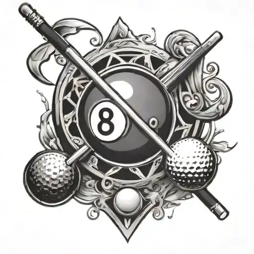 8 Ball With Golf Clubs