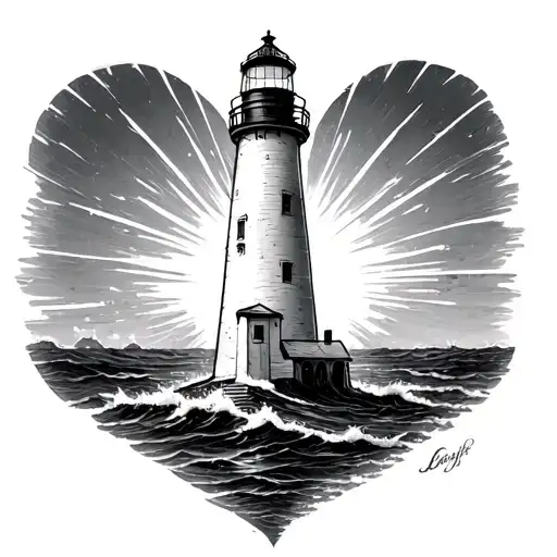Lighthouse With Light Ray That Ends With Half A Heart