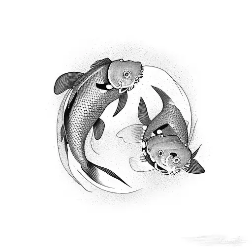 2 Koi Fish Circling Eachother