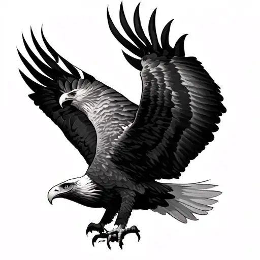Eagle Flying Above View Semetrical