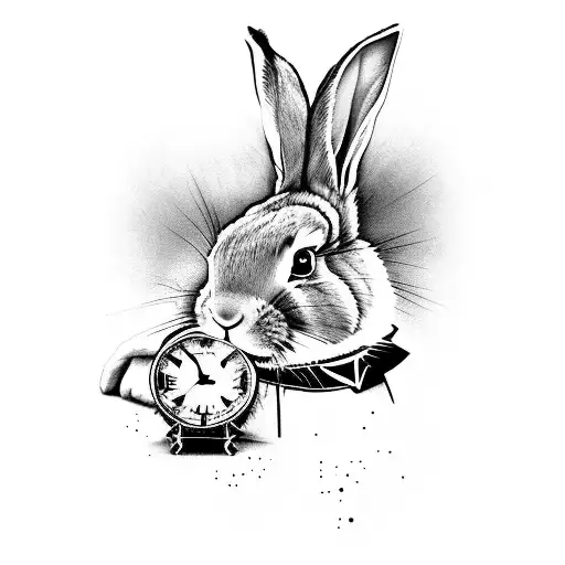Rabbit From Alice In Wonderland Showing The Clock Going Nutsdark Style