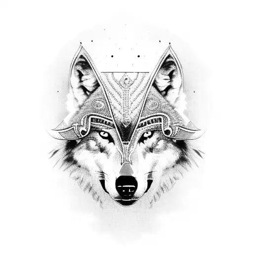Wolf Head Wearing An Egyption Headress
