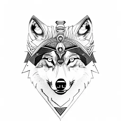 Wolf Head Wearing An Egyption Headress