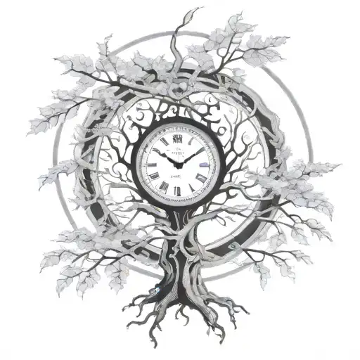 Tree Of Live Oak Time Clock Tribel Full Sleeve Featuring A Collage
