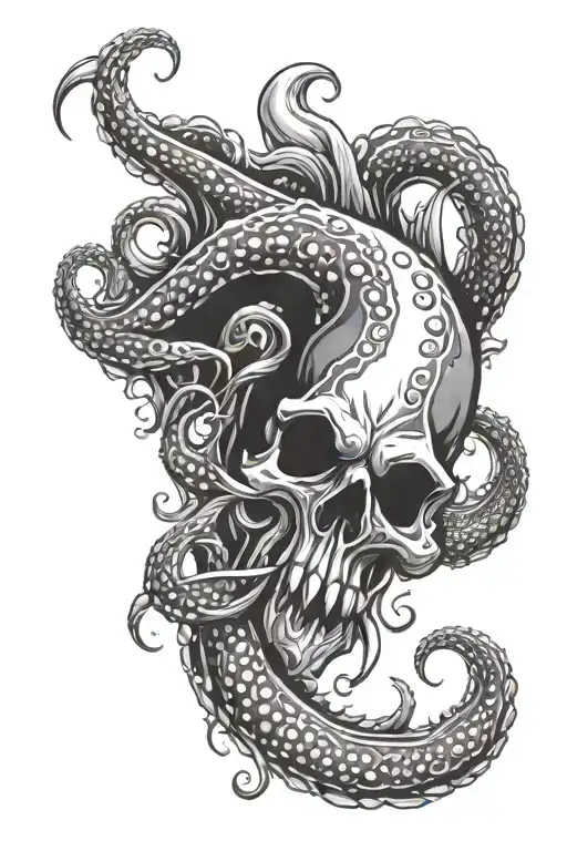 Kraken Whit Skulls