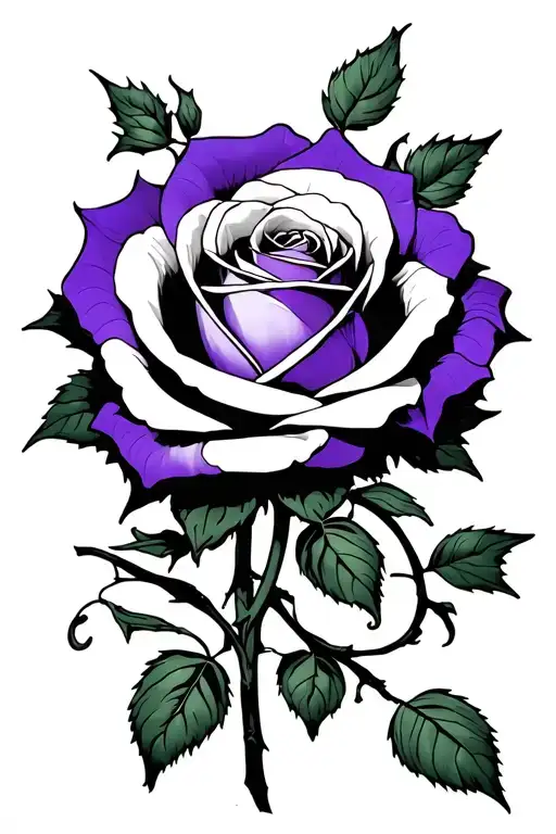 Black Rose With Purple Undertones Wrapped In Vines