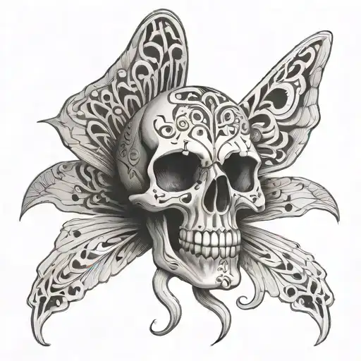 Moth Tattoo Skull Male