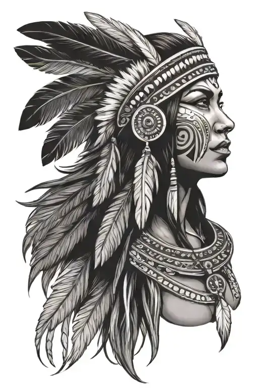 Cherokee Indian Woman Hawk Tail Wrapped