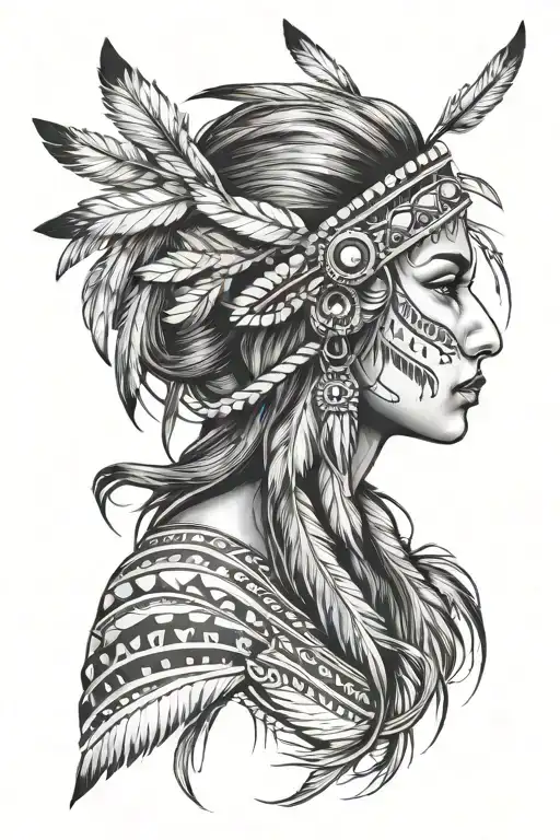 Cherokee Indian Woman Hawk Tail Wrapped Together