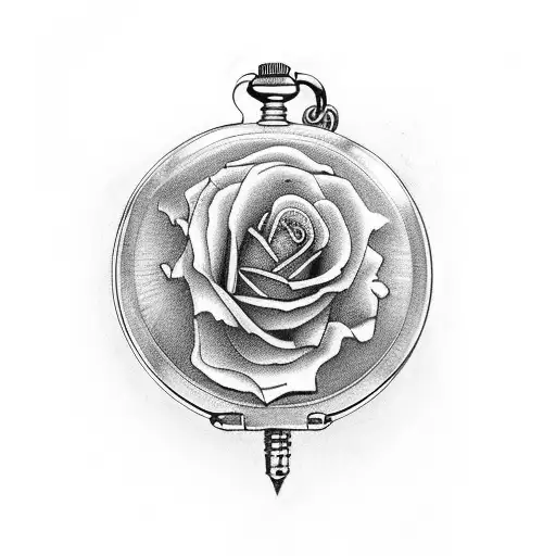 Pocket Watch And Scull And Rose