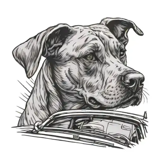 Bully Dog Behind Car Windshield