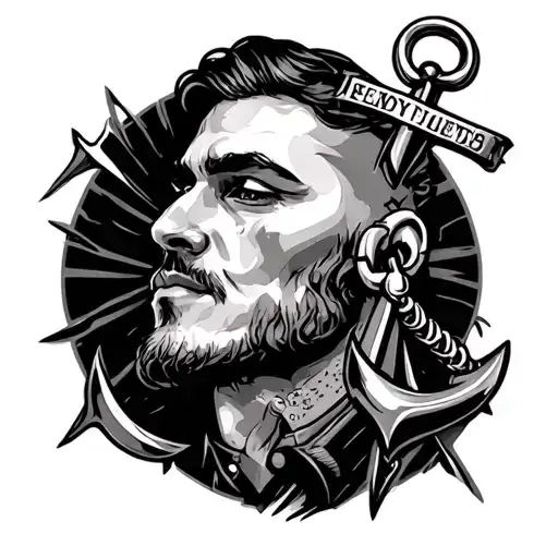 Damian With Anchor Linework