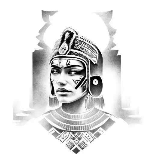 Aztec Warrior Holding Lady