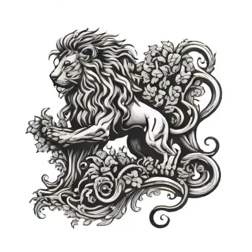 Persian Lion And Irish Oak Tree