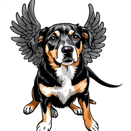 Dog With Wings Flying Away With A Little Message Saying I Love And Miss Him